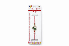 Set 12 bratari martisor cu inimioara si trifoi verzi, snur reglabil rosu-alb