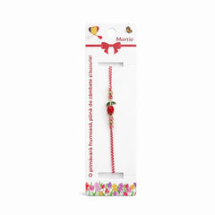 Set 12 bratari martisor cu lalea rosie, snur rosu alb, ambalate individual