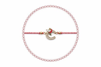 Set 12 bratari martisor cu potcoava stilizata si porumbel, snur rosu alb, ambalate individual