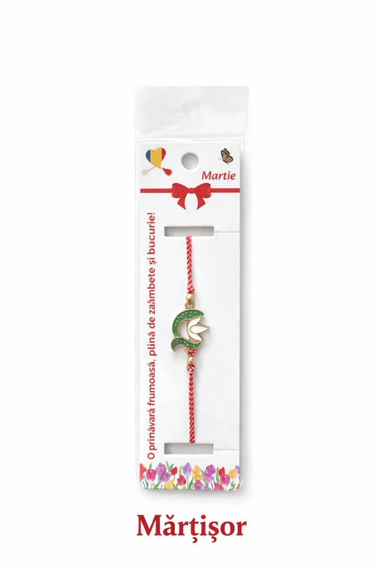 Set 12 bratari martisor cu simbol ghiocel si snur rosu alb, ambalate individual