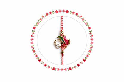 Set 12 bratari martisor cu vaza rosie, ghiocel si buburuza, snur reglabil rosu-alb