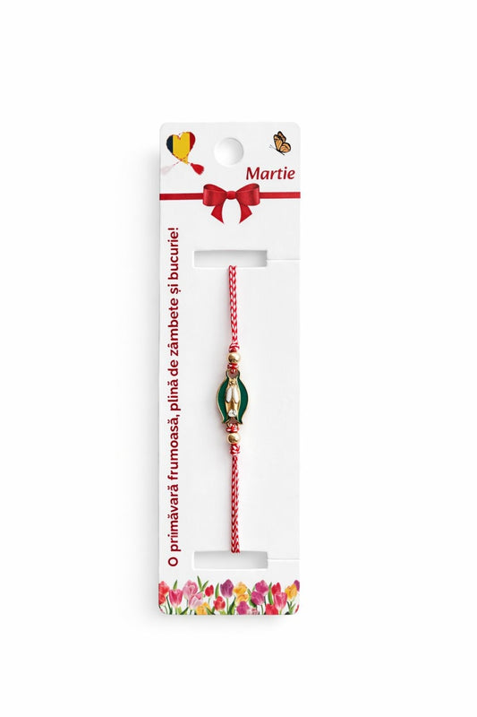 Set 12 Bratari Martisor Ghiocel Auriu Snur Alb Rosu Reglabile
