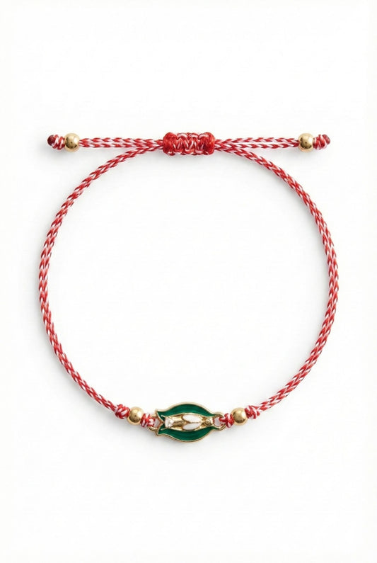 Set 12 Bratari Martisor Ghiocel Auriu Snur Alb Rosu Reglabile