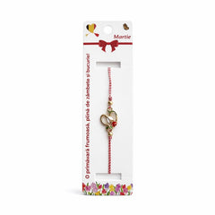 Set 12 Bratari Martisor Ghiocel cu boboc Rosu, simbol Norocos
