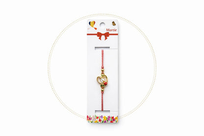 Set 12 Bratari Martisor Ghiocel cu boboc Rosu, simbol Norocos