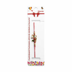 Set 12 Bratari Martisor Ghiocel cu Floare Alba si Buburuza, snur reglabil