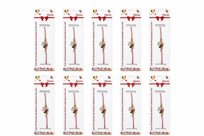 Set 12 Bratari Martisor Ghiocel cu Floare Alba si Buburuza, snur reglabil