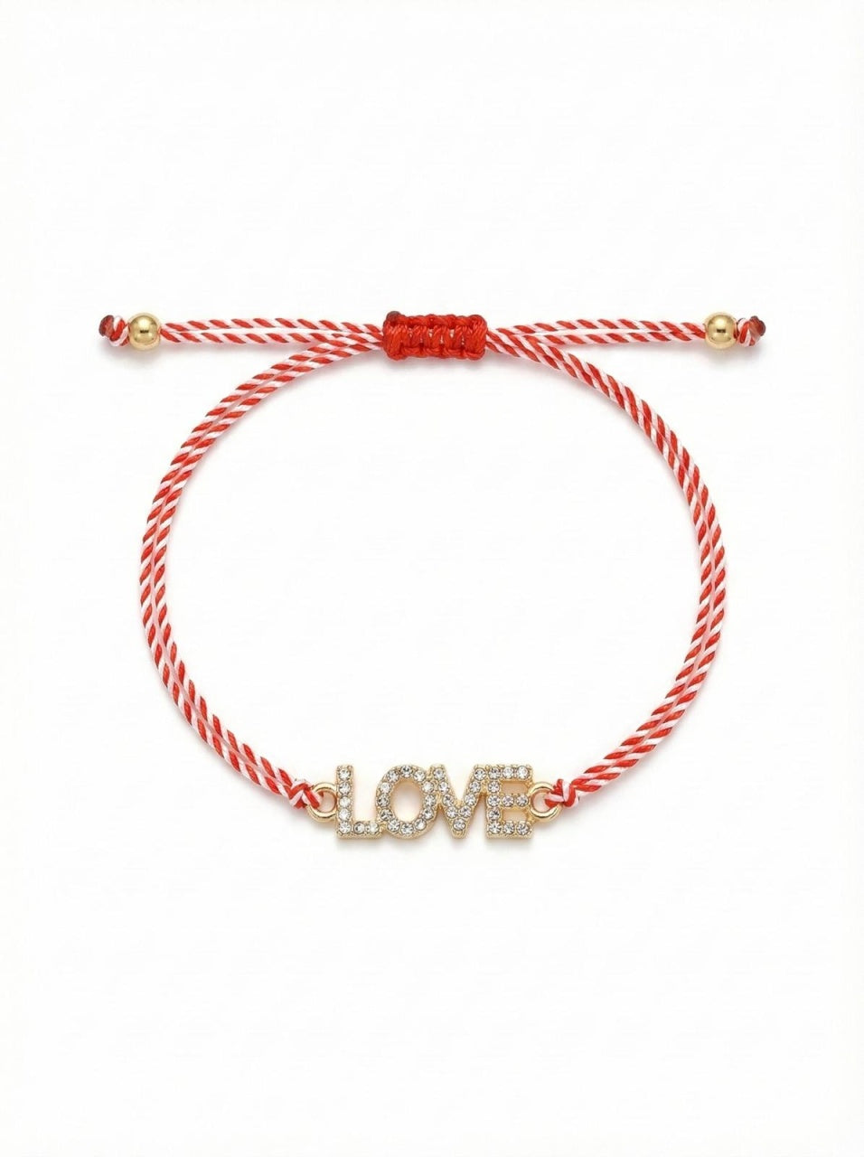 Set 12 bratari martisor LOVE cu strasuri, snur reglabil, 20x11cm