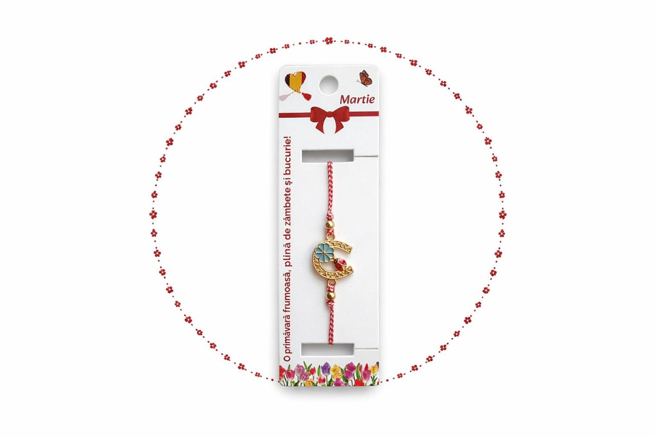 Set 12 Bratari Martisor Potcoava Aurie cu Trifoi si Buburuza Norocoasa, snur reglabil