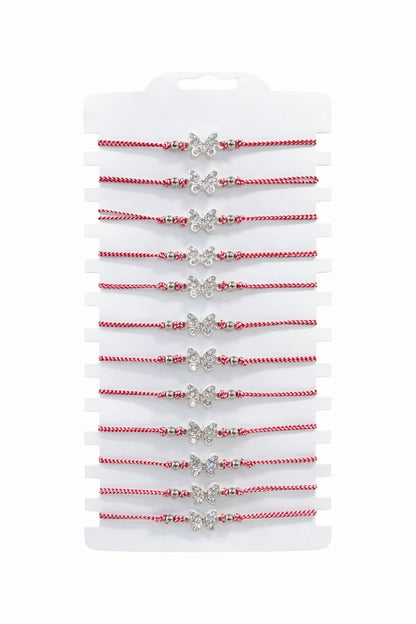 Set 12 bratari Martisor reglabile, Fluture cu cristale, Cadou 1 Martie
