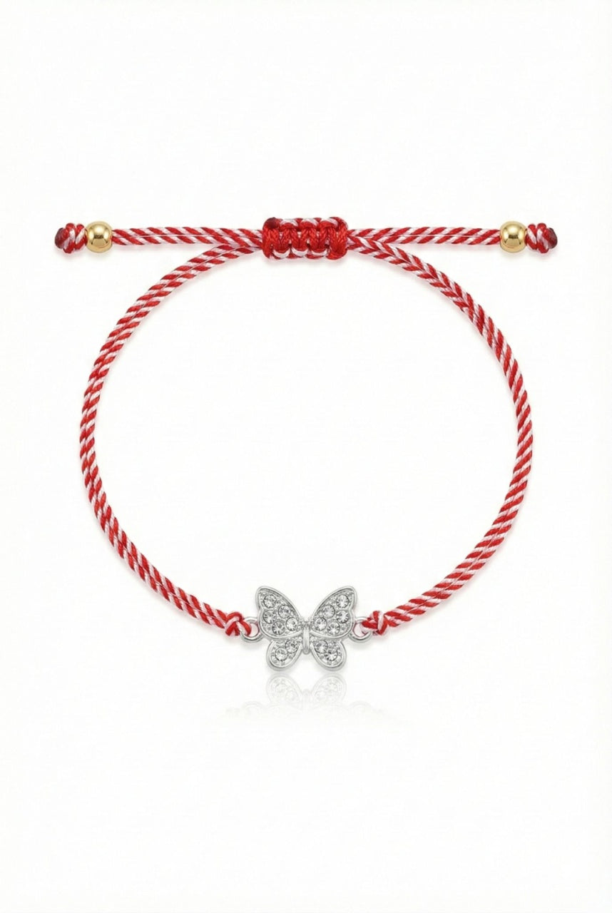 Set 12 bratari Martisor reglabile, Fluture cu cristale, Cadou 1 Martie