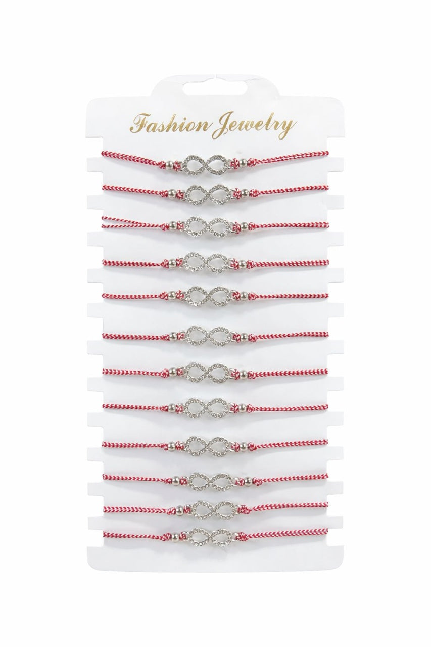 Set 12 bratari Martisor reglabile, Infinit cu cristale, Cadou 1 Martie
