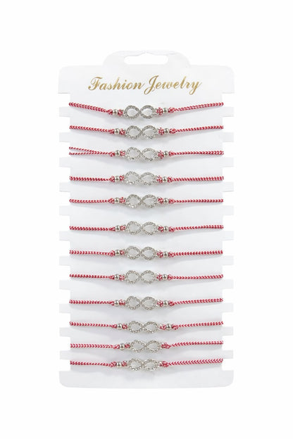 Set 12 bratari Martisor reglabile, Infinit cu cristale, Cadou 1 Martie