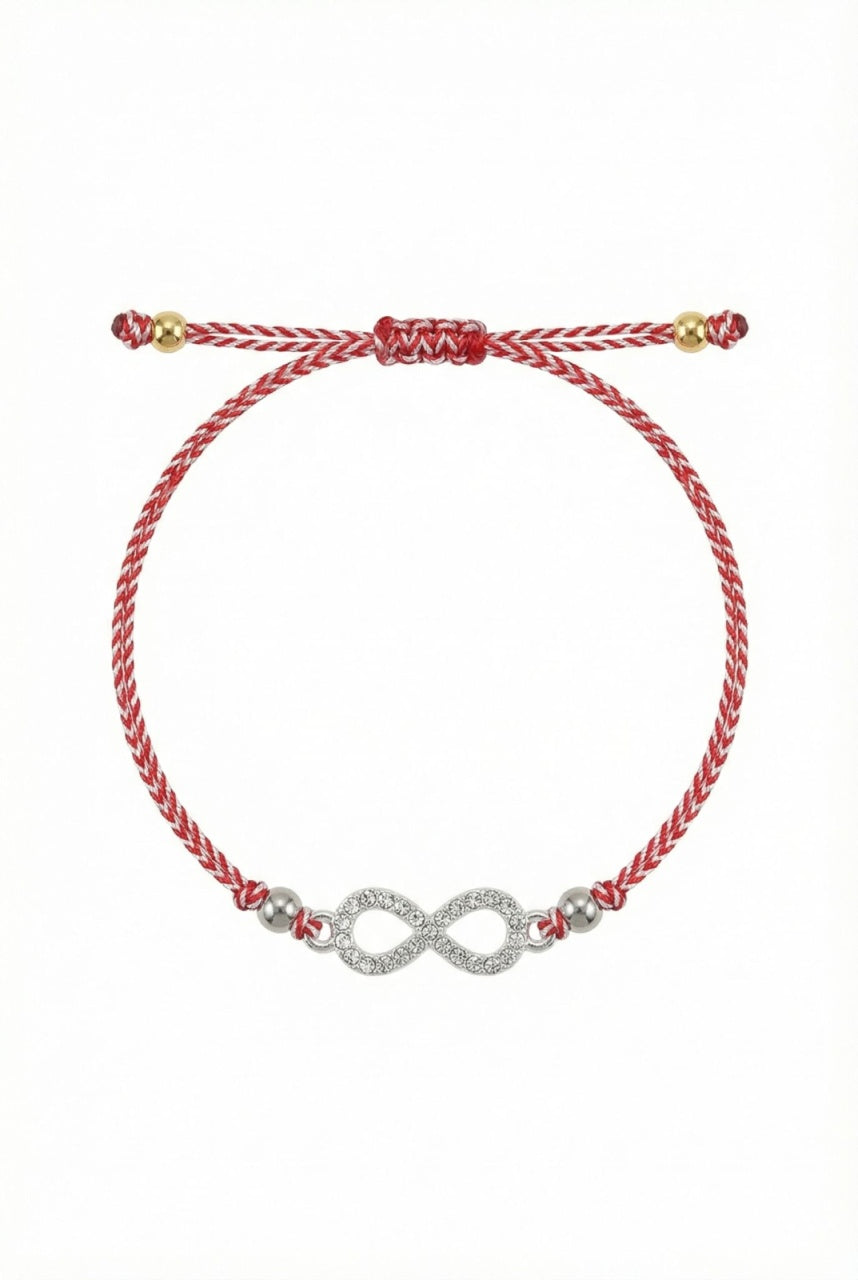 Set 12 bratari Martisor reglabile, Infinit cu cristale, Cadou 1 Martie