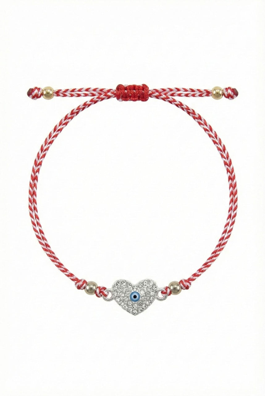 Set 12 bratari Martisor reglabile, Inima cu cristale, Cadou 1 Martie