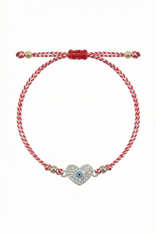 Set 12 bratari Martisor reglabile, Inima cu cristale, Cadou 1 Martie