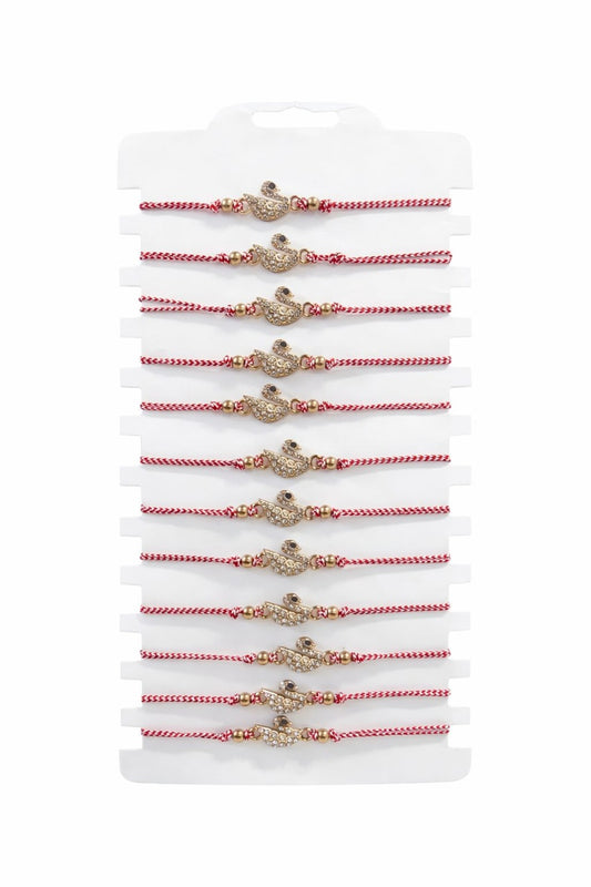 Set 12 bratari Martisor reglabile, Lebada cu cristale, Cadou 1 Martie
