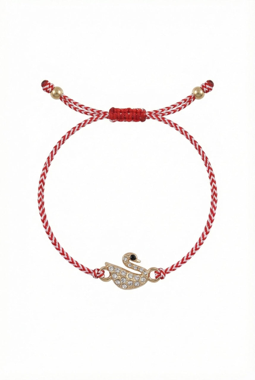 Set 12 bratari Martisor reglabile, Lebada cu cristale, Cadou 1 Martie