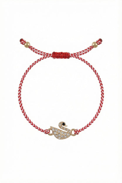 Set 12 bratari Martisor reglabile, Lebada cu cristale, Cadou 1 Martie