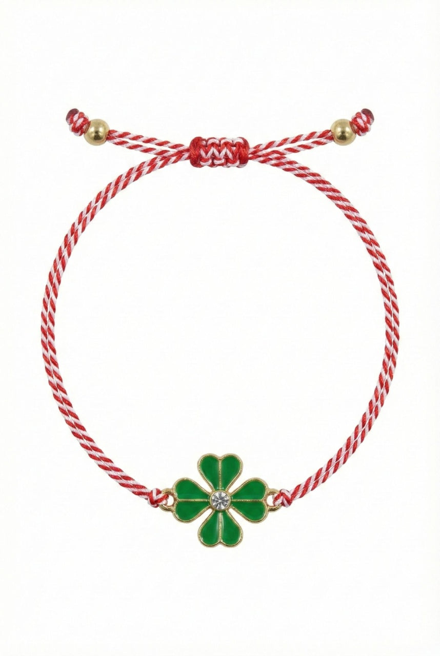 Set 12 bratari Martisor reglabile, Trifoi norocos, Cadou 1 Martie
