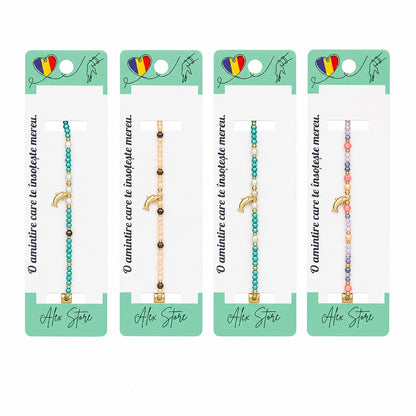 Set 12 Brățări Reglabile cu Pandantiv Delfin – Brățări cu Mărgele Colorate pentru Femei și Fete