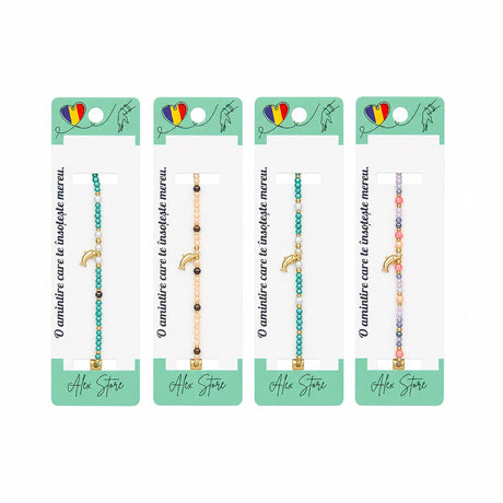 Set 12 Brățări Reglabile cu Pandantiv Delfin – Brățări cu Mărgele Colorate pentru Femei și Fete