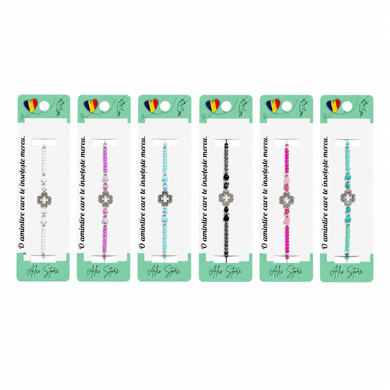 Set 12 Brățări Reglabile cu Pandantiv Floare – Brățări de Mână cu Mărgele Colorate