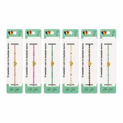 Set 12 Brățări Reglabile cu Pandantiv Inimă Aurie – Brățări Colorate de Mână