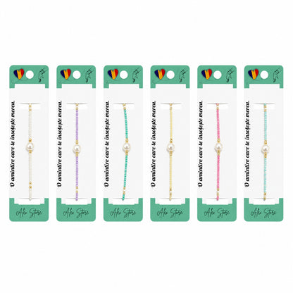 Set 12 Brățări Reglabile cu Pandantiv Perlat – Brățări Elegante cu Mărgele Colorate