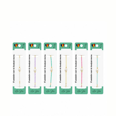 Set 12 Brățări Reglabile cu Pandantiv Perlat – Brățări Elegante cu Mărgele Colorate