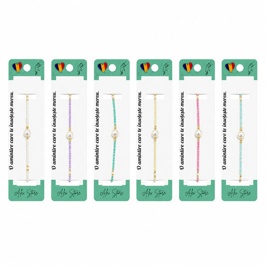 Set 12 Brățări Reglabile cu Pandantiv Perlat – Brățări Elegante cu Mărgele Colorate