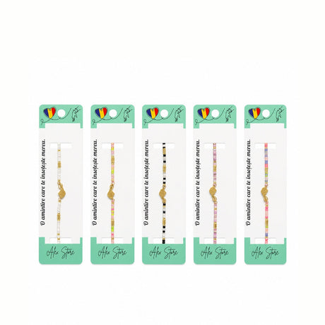 Set 12 Brățări Reglabile cu Pandantiv Scoică – Brățări de Mână cu Mărgele Colorate și Accente Aurii