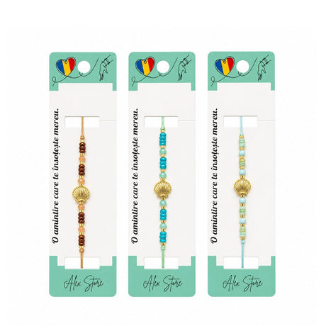 Set 12 Brățări Reglabile cu Pandantiv Scoică – Modele Colorate