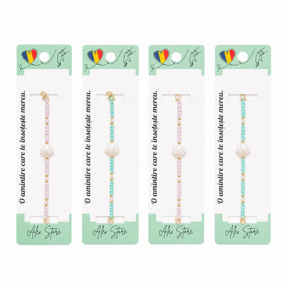 Set 12 Brățări Reglabile cu Pandantiv Scoică Perlată – Brățări Elegante de Mână cu Mărgele