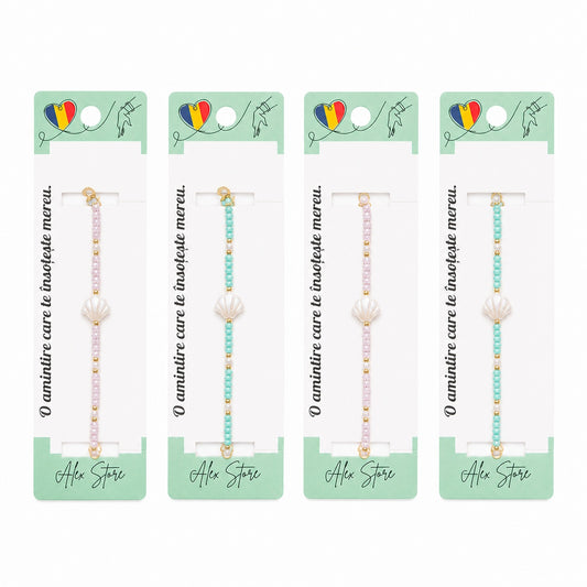 Set 12 Brățări Reglabile cu Pandantiv Scoică Perlată – Brățări Elegante de Mână cu Mărgele