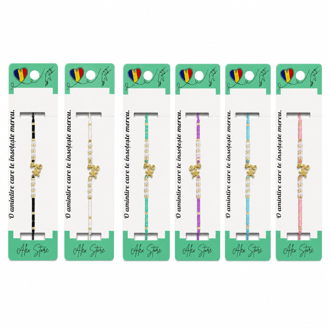 Set 12 Brățări Reglabile cu Pandantiv Stea și Căluț de Mare – Brățări Colorate