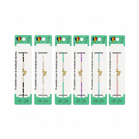 Set 12 Brățări Reglabile cu Pandantiv Stea și Căluț de Mare – Brățări Colorate