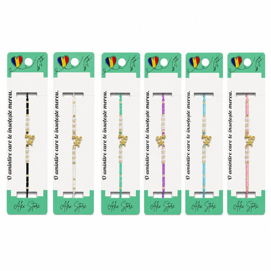 Set 12 Brățări Reglabile cu Pandantiv Stea și Căluț de Mare – Brățări Colorate