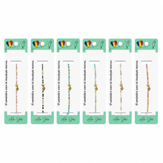 Set 12 Brățări Reglabile cu Pandantiv Stea și Scoică, Multicolore