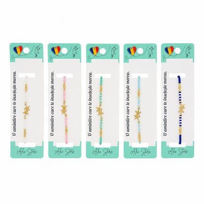 Set 12 Brățări Reglabile cu Pandantiv Steluțe – Brățări de Mână Elegante cu Mărgele Colorate