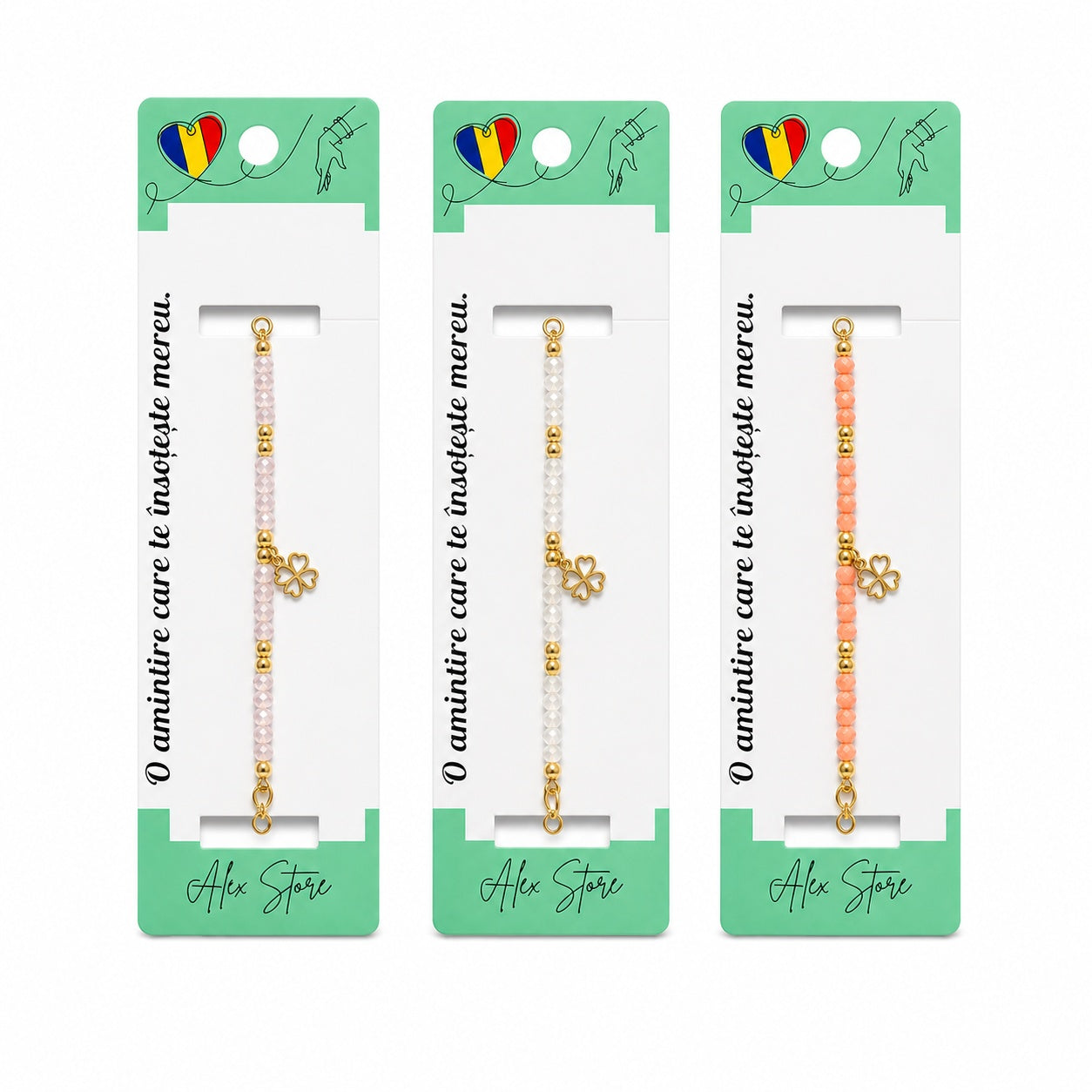 Set 12 Brățări Reglabile cu Pandantiv Trifoi Auriu – Brățări Elegante cu Mărgele