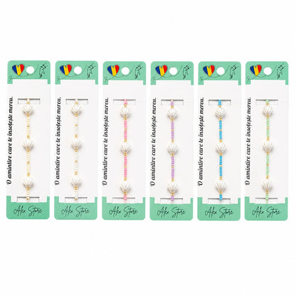 Set 12 Brățări Reglabile cu Pandantive Scoici Perlate – Brățări Elegante de Vară