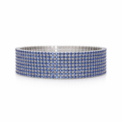 Set 12 bratari ROXE argintii elastice cu pietre albastre elegante