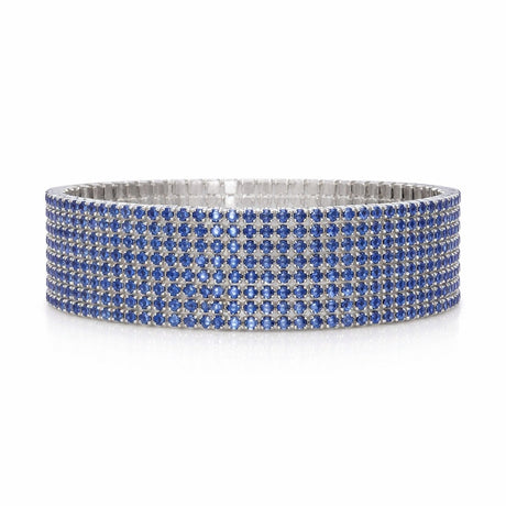Set 12 bratari ROXE argintii elastice cu pietre albastre elegante