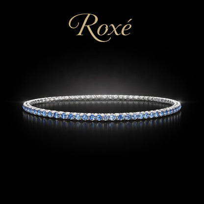Set 12 bratari ROXE argintii elastice cu pietre albastre elegante