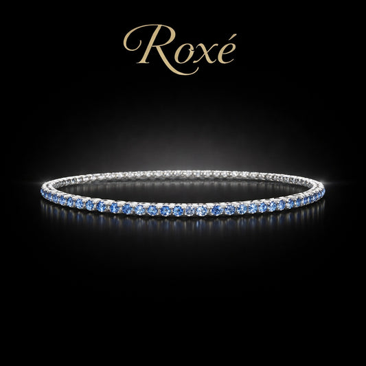 Set 12 bratari ROXE argintii elastice cu pietre albastre elegante