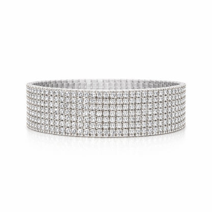Set 12 bratari ROXE argintii elastice cu pietre albe stralucitoare elegante
