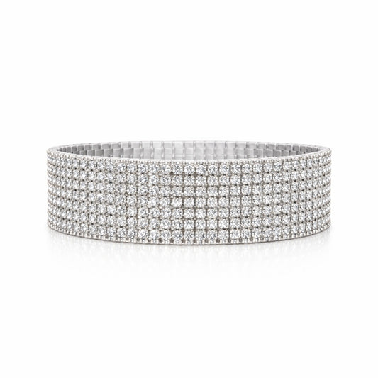 Set 12 bratari ROXE argintii elastice cu pietre albe stralucitoare elegante