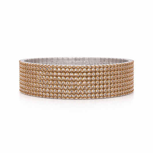 Set 12 bratari ROXE argintii elastice cu pietre aurii aramii elegante