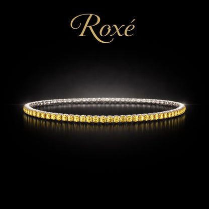 Set 12 bratari ROXE argintii elastice cu pietre galbene stralucitoare